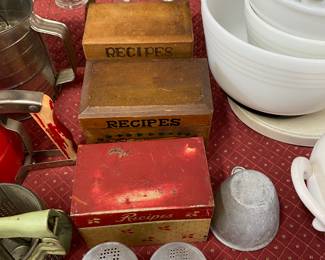 Wooden and Tin Recipe Boxes