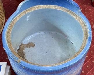 Blue and Grey Stoneware Salt Box