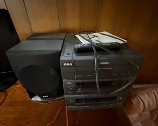 On top of the RCA stereo system with remote and manual