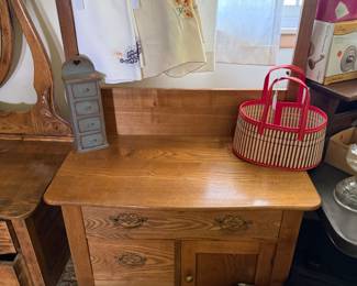 Right next to it is a beautiful solid oak commode wash stand
