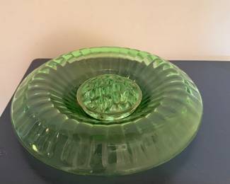 A beautiful green grass bowl and flower frog!