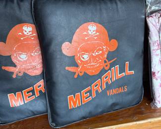 These are two great vintage Merrill, Michigan Vandals football stadium cushions