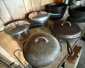 More the cast iron and there’s a couple of pressure cookers there in the back