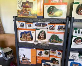 This entire shelf is mostly fall and Halloween department 56