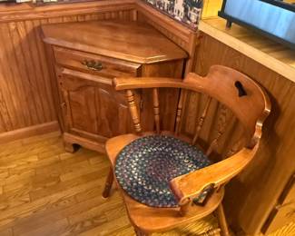 Great pictures from the day we got the keys! A close up of one of the chairs and a beautiful corner cabinet!