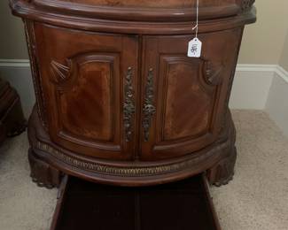 Pair Cortina Collection by Michael Amini Side Tables with Hidden Drawer in the Bottom.