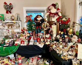 CORNER FULL OF KATHERINE'S AND MARK ROBERTS CHRISTMAS ELVES.
