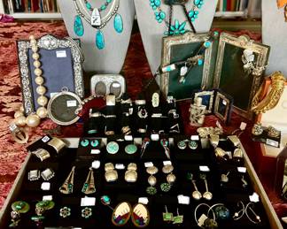 NICE SELECTION OF STERLING AND TURQUOISE JEWELRY.