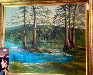 VINTAGE OIL PAINTINGS ALL OVER THE HOUSE.