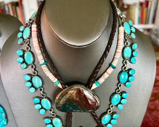 FANTASTIC STERLING TURQUOISE NECKLACE.