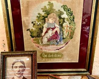 ANTIQUE NEEDLEPOINT FRAMED.