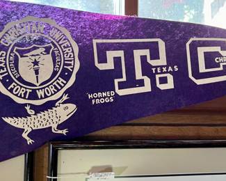 VINTAGE TCU FOOTBALL PENNANT. LOVE THE HORNED FROG.