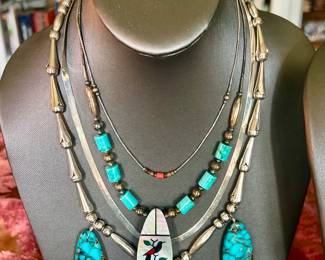 STERLING, LIQUID SILVER NECKLACES.