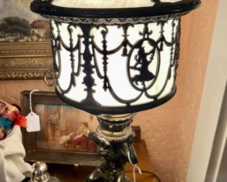 SLAG GLASS ANTIQUE LAMP