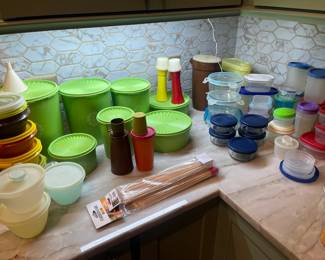 Vintage green tupperware