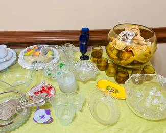 Vintage Colored glass, clear glass & silver