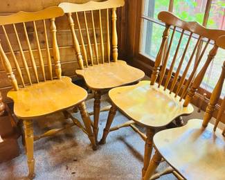 Vintage Spindle Windsor Dining Chairs - Set of 4