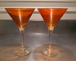 Set of 4 Orange Martini Glasses.