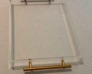 Acrylic Tray with Gold Handles.