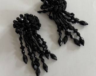Vintage Black Bead Earrings.