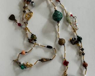 Vintage Multi Bead 7 Charm Necklace.