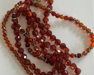 Long Amber Beaded Necklace.