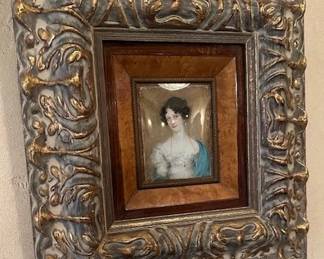 Miniature European water color of a 19th century woman.