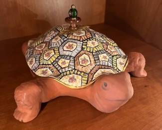 Vintage MacKenzie Childs original turtle tureen with ladle.
