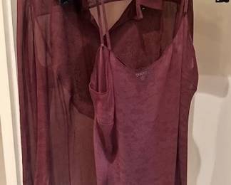 Chanel sheer burgandy bluse with camisole.