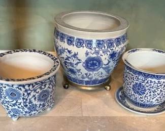 Blue and White Asian pots.
