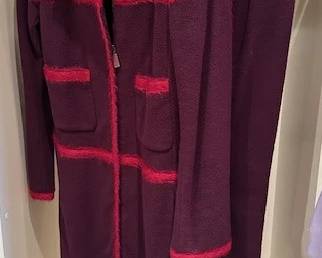 Chanel Fleece Long Jacket/Coat, purple with pants.