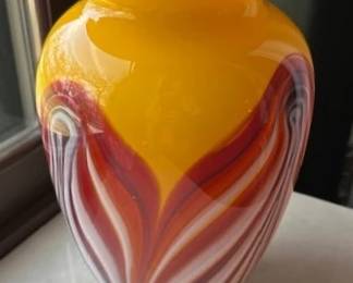 Italian Murano style art glass vase, 12" tall.