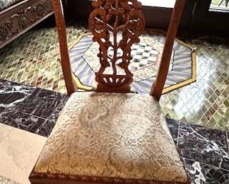 Chippendale style upholdered chairs (2 captains and 8 straight)