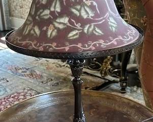Art Nouveau Table Lamp with reverse painted shade.