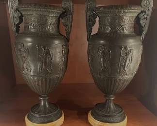 Pair of Bronze urns.