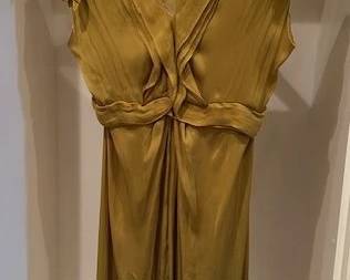 Lanvin golden chartreuse silk dress.
