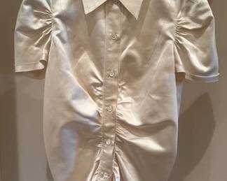Prada ecru silk blouse.