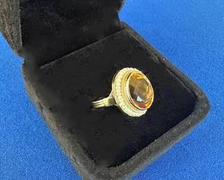 14k Citrine and Pearl ring.