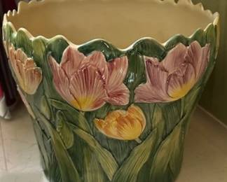 Vintage Tulip Majolica pot, 16" tall x 14" wide by the Haldon Group.