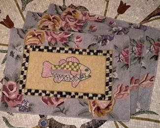 Three MacKenzie Childs wool hooked rugs, 35"x24".