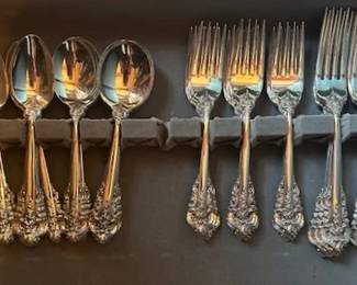 Wallace "Grand Baroque" Sterling Silver Flatware Set, setting for 8 plus utincils (total 74 pieces)