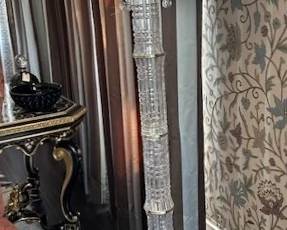 Waterford Crystal Column Floor Lamp with Tassled Shade.