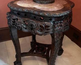 Chinese inlaid marble side table.