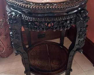 Chinese marble inlaid side table.