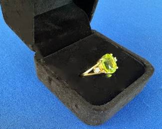 14k Peridot and diamond ring