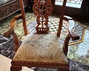 Chippendale style upholstered chairs (2 captains and 8 straight)