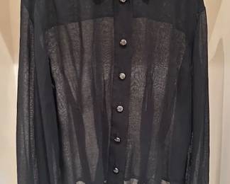 Chanel black silk blouse.