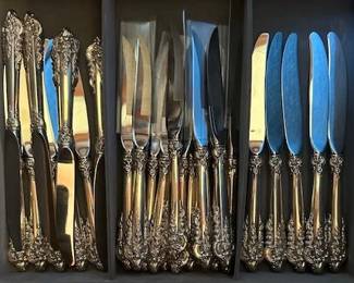 Wallace "Grand Baroque" Sterling Silver Flatware Set, setting for 8 plus utincils (total 74 pieces)