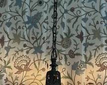 Reverse painted lamp shade.
