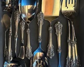 Wallace "Grand Baroque" Sterling Silver Flatware Set, setting for 8 plus utincils (total 74 pieces)